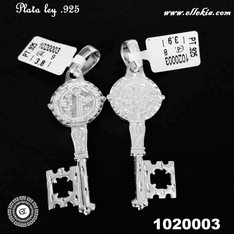 Colgante Llave De San Benito - Plata De Ley 925 Chapado En Oro - 25 Mm